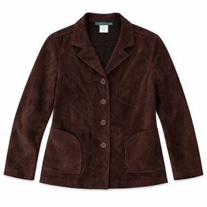 harve’ benard Brown Top Stitched Geometric pattern Jacket 10 suede feel stretch